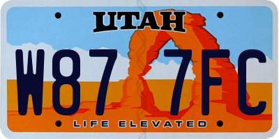 UT license plate W877FC