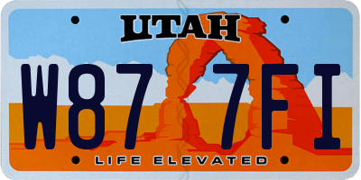 UT license plate W877FI