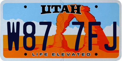 UT license plate W877FJ