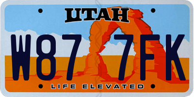 UT license plate W877FK