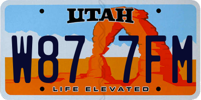 UT license plate W877FM