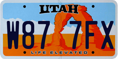 UT license plate W877FX