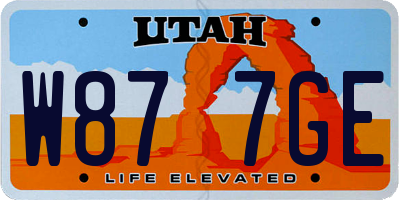 UT license plate W877GE