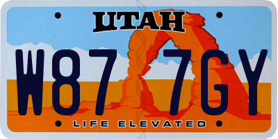 UT license plate W877GY