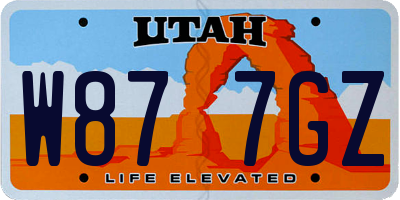 UT license plate W877GZ