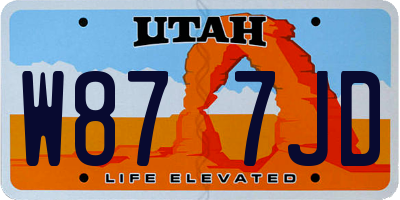 UT license plate W877JD