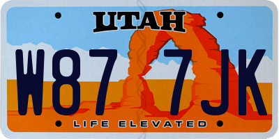 UT license plate W877JK