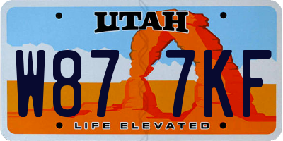 UT license plate W877KF