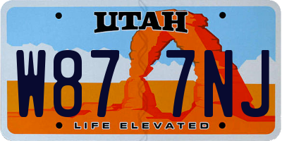 UT license plate W877NJ