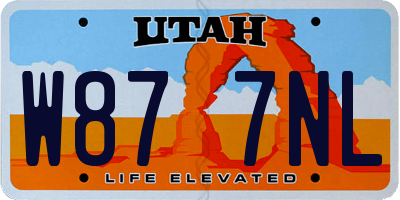 UT license plate W877NL