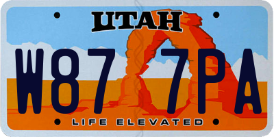 UT license plate W877PA