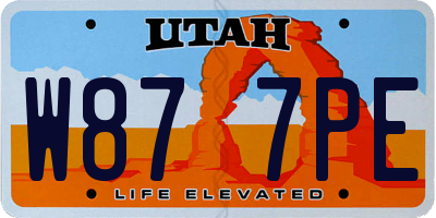 UT license plate W877PE