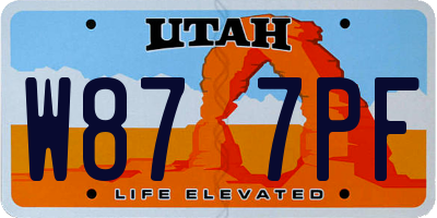 UT license plate W877PF