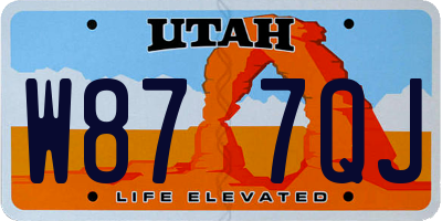 UT license plate W877QJ
