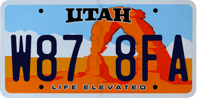 UT license plate W878FA