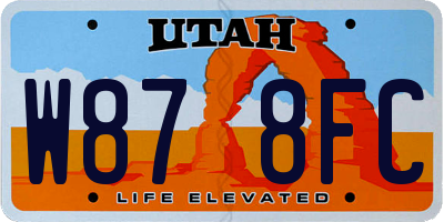 UT license plate W878FC