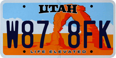 UT license plate W878FK