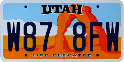 UT license plate W878FW