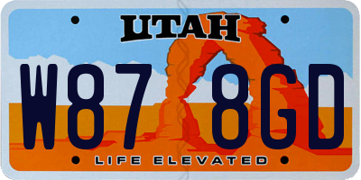 UT license plate W878GD