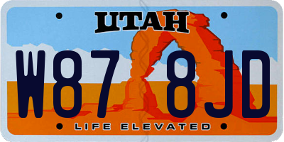 UT license plate W878JD