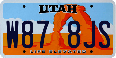 UT license plate W878JS