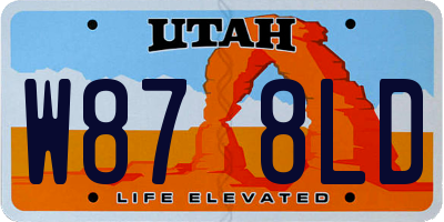 UT license plate W878LD