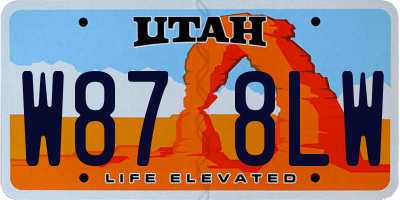 UT license plate W878LW
