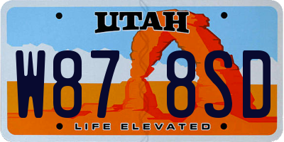 UT license plate W878SD