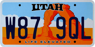 UT license plate W879QL