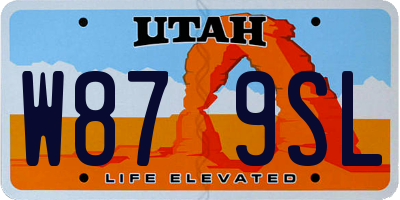 UT license plate W879SL