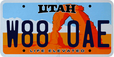 UT license plate W880AE