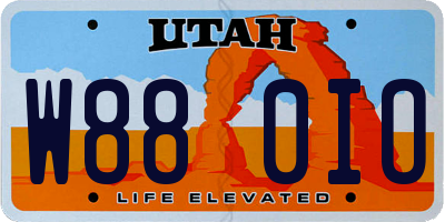 UT license plate W880IO
