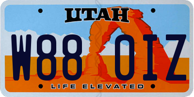 UT license plate W880IZ