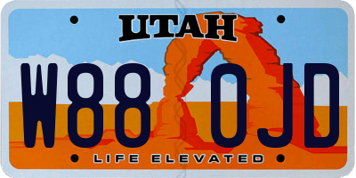 UT license plate W880JD