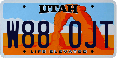 UT license plate W880JT