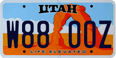 UT license plate W880OZ