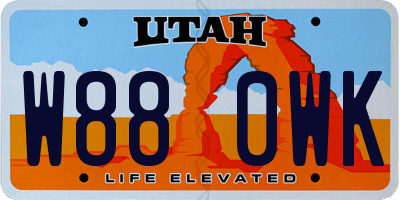UT license plate W880WK