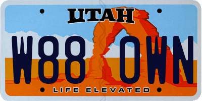 UT license plate W880WN