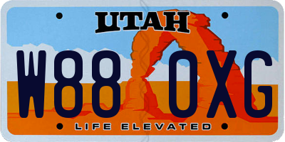 UT license plate W880XG