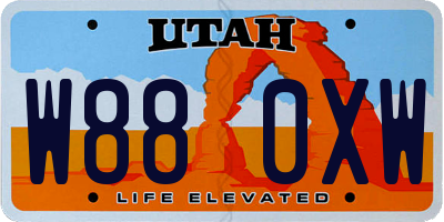 UT license plate W880XW