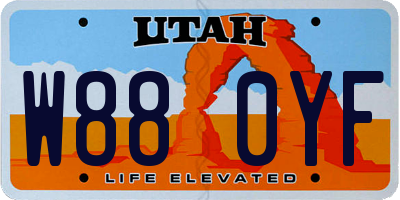 UT license plate W880YF