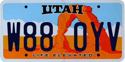 UT license plate W880YV