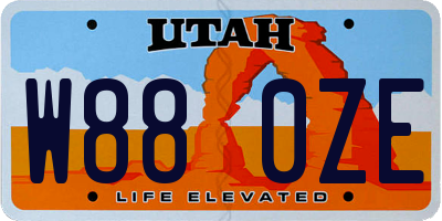 UT license plate W880ZE