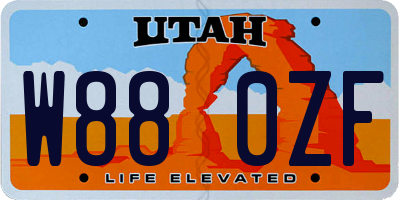 UT license plate W880ZF