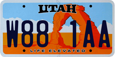 UT license plate W881AA