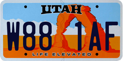 UT license plate W881AF