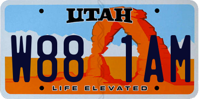 UT license plate W881AM