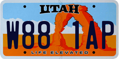UT license plate W881AP