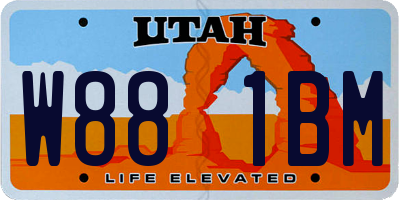 UT license plate W881BM