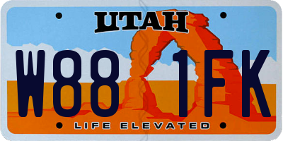 UT license plate W881FK